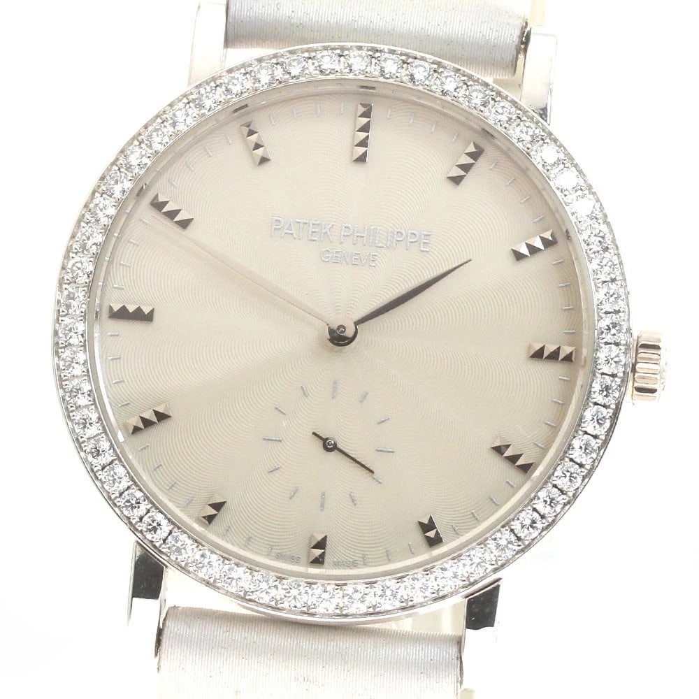 PATEK PHILIPPE CALATRAVA DIAMOND BEZEL K18WG HAND WATCH (1 of 2)