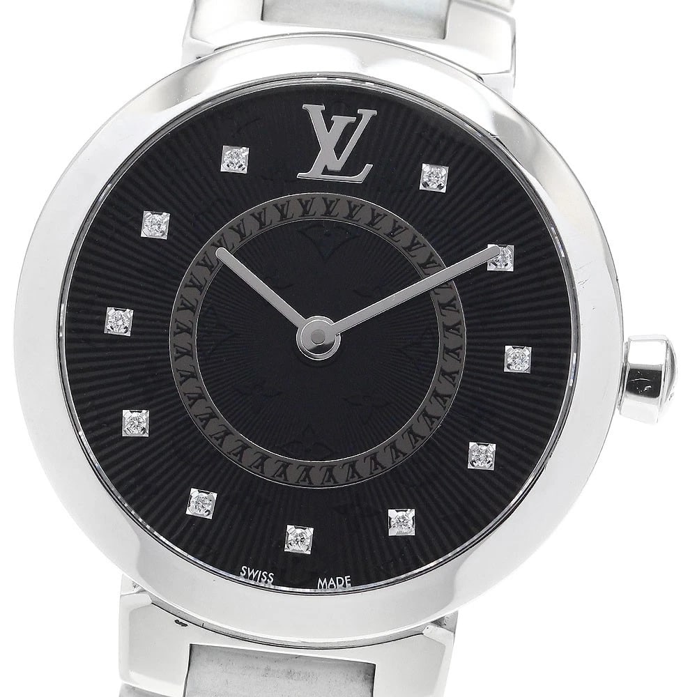 LOUIS VUITTON TAMBOUR SLIM PM DIAMOND BLACK DIAL WATCH: LOUIS VUITTON Tambour Slim PM diamond black Dial Watch Brand: LOUIS VUITTON Type/Style: Wristwatch Material: Band Material rubber, Case Material Stainless Steel Color: Dial Color black Size: Case Size