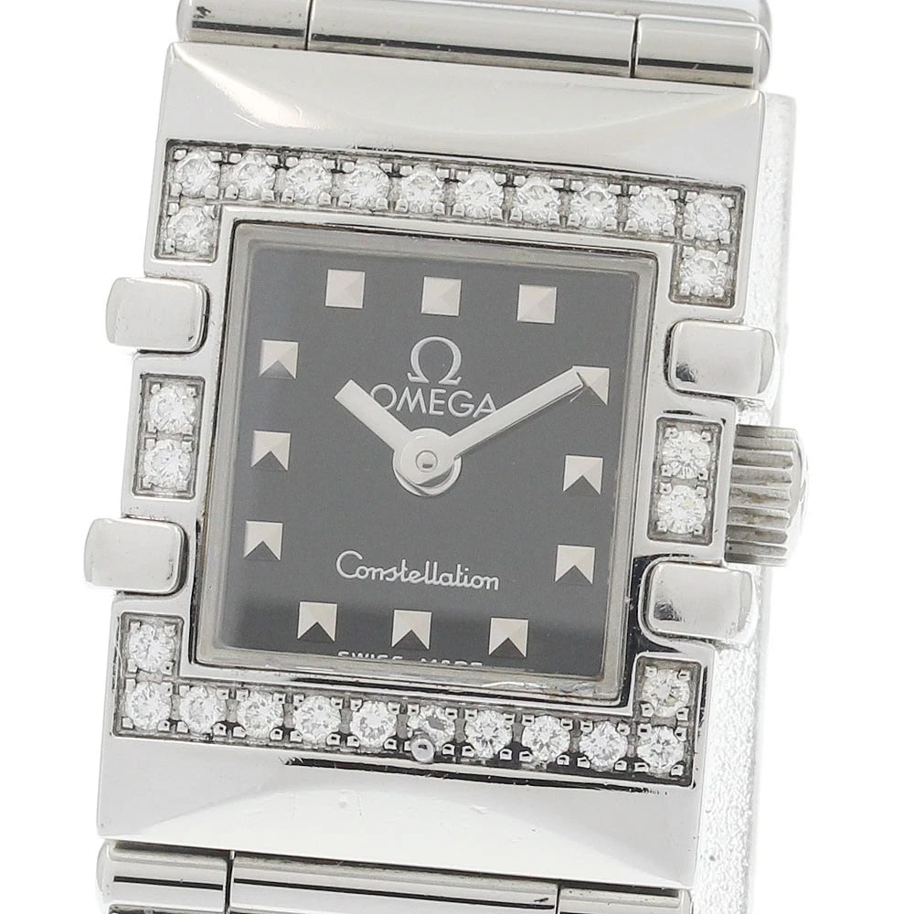 OMEGA CONSTELLATION QUADRA DIAMOND BEZEL BLACK DIAL QUARTZ WATCH: OMEGA Constellation Quadra Diamond Bezel black Dial Quartz Watch Brand: OMEGA Type/Style: Wristwatch Material: Band Material Stainless Steel, Case Material Stainless Steel Color: Dial Color black Size