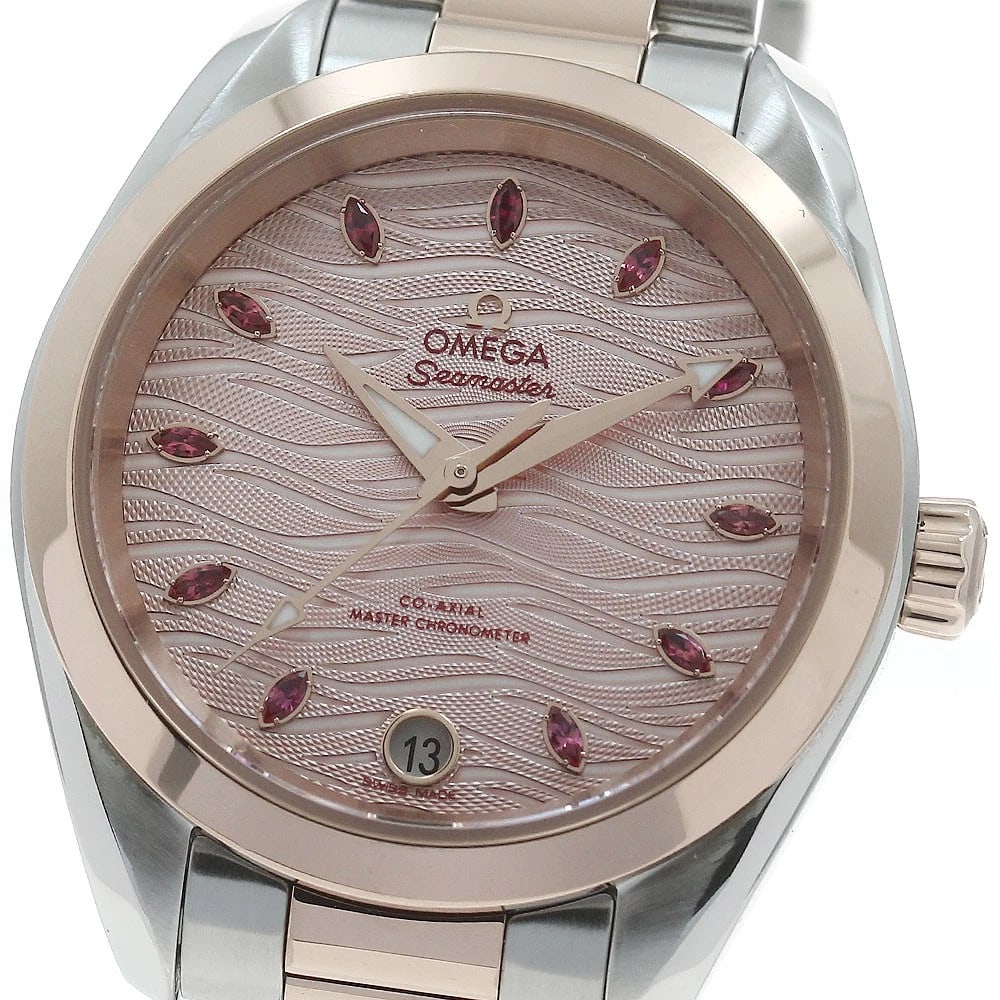 OMEGA SEAMASTER AQUA TERRA COAXIAL WATCH: OMEGA Seamaster Aqua Terra Coaxial Watch Brand: OMEGA Type/Style: Wristwatch Material: Band Material Stainless Steel/PG, Case Material Stainless Steel/PG Color: Dial Color pink Size: Case Size