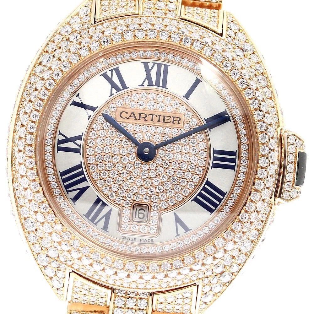 CARTIER CRES DE CARTIER DIAMOND AUTOMATIC WATCH: CARTIER Cres de Cartier Diamond Automatic Watch Brand: CARTIER Type/Style: Wristwatch Material: Band Material 18K Pink Gold, Case Material 18K Pink Gold Color: Dial Color Silver / Pink Gold Size: Case