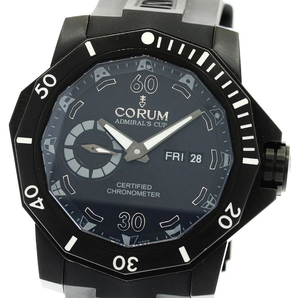 CORUM TITANIUM WATCH: CORUM titanium Watch Brand: CORUM Type/Style: Wristwatch Material: rubber, titanium Color: Dial Color black Band Color black Case Color black Size: Case size About 48mm (1.9inch) (not including the