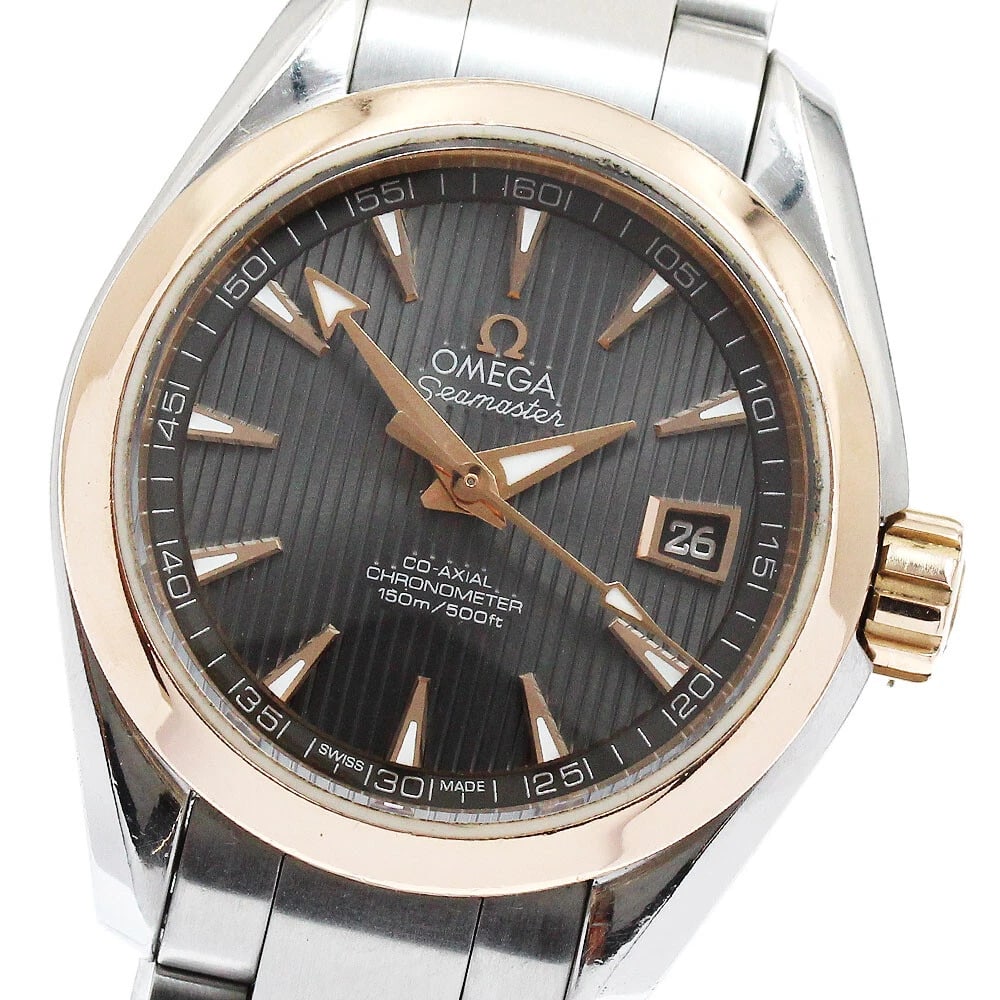 OMEGA SEAMASTER AQUA TERRA K18PGBEZEL DATE AUTOMATIC WATCH: OMEGA Seamaster Aqua Terra K18PGBezel Date Automatic Watch Brand: OMEGA Type/Style: Wristwatch Material: Band Material Stainless Steel, Case Material Stainless Steel/K18PG Color: Case Color Silver / G