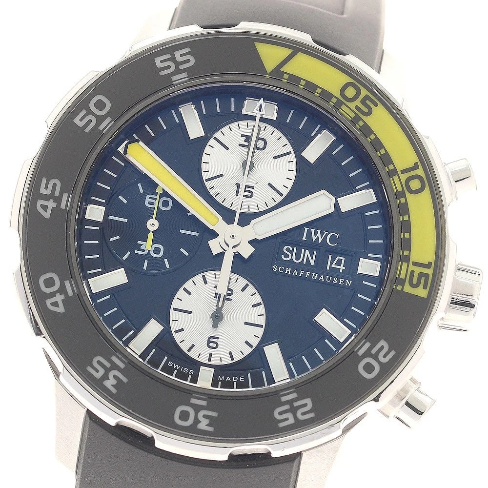 IWC SCHAFFHAUSEN AQUA TIMER DATE AUTOMATIC WATCH: IWC SCHAFFHAUSEN Aqua timer Date Automatic Watch Brand: IWC SCHAFFHAUSEN Type/Style: Wristwatch Material: Band Material rubber, Case Material Stainless Steel Color: Case Color Silver Band Color black