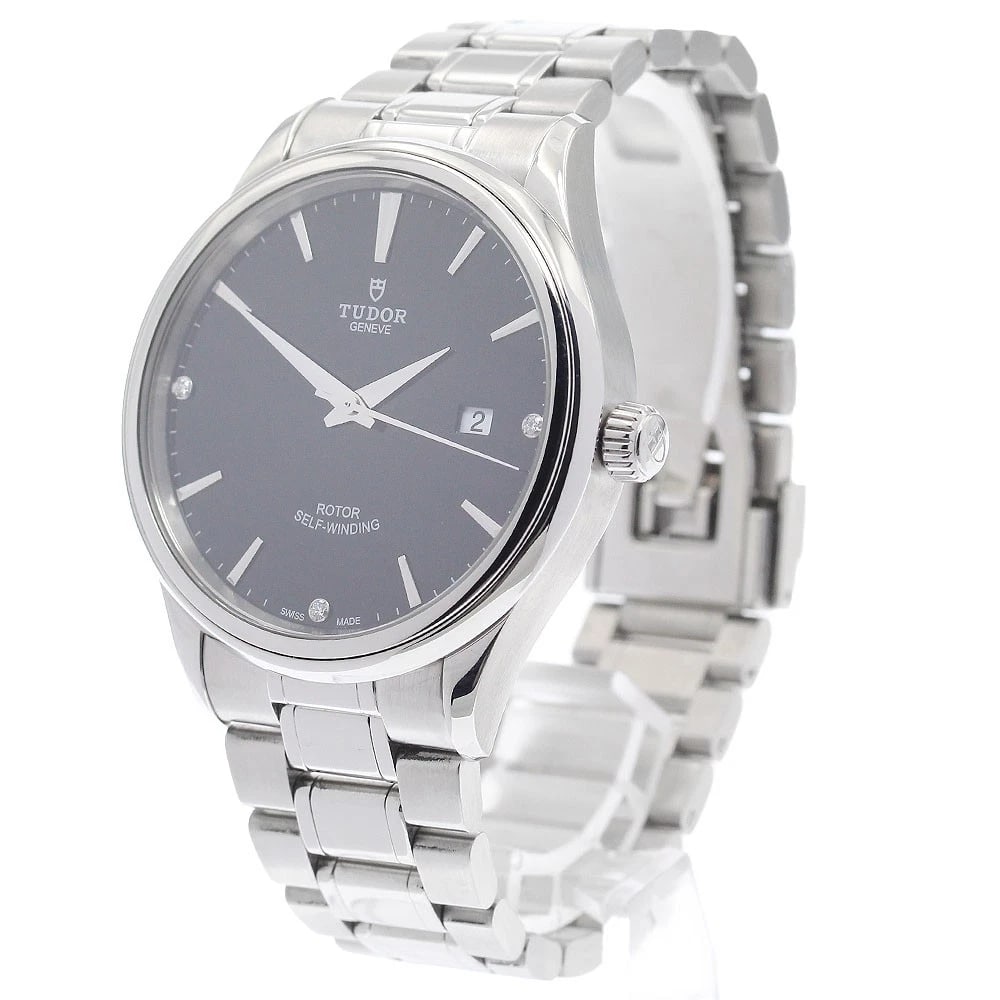 TUDOR DIAMOND DATE BLACK AUTOMATIC WATCH - 2