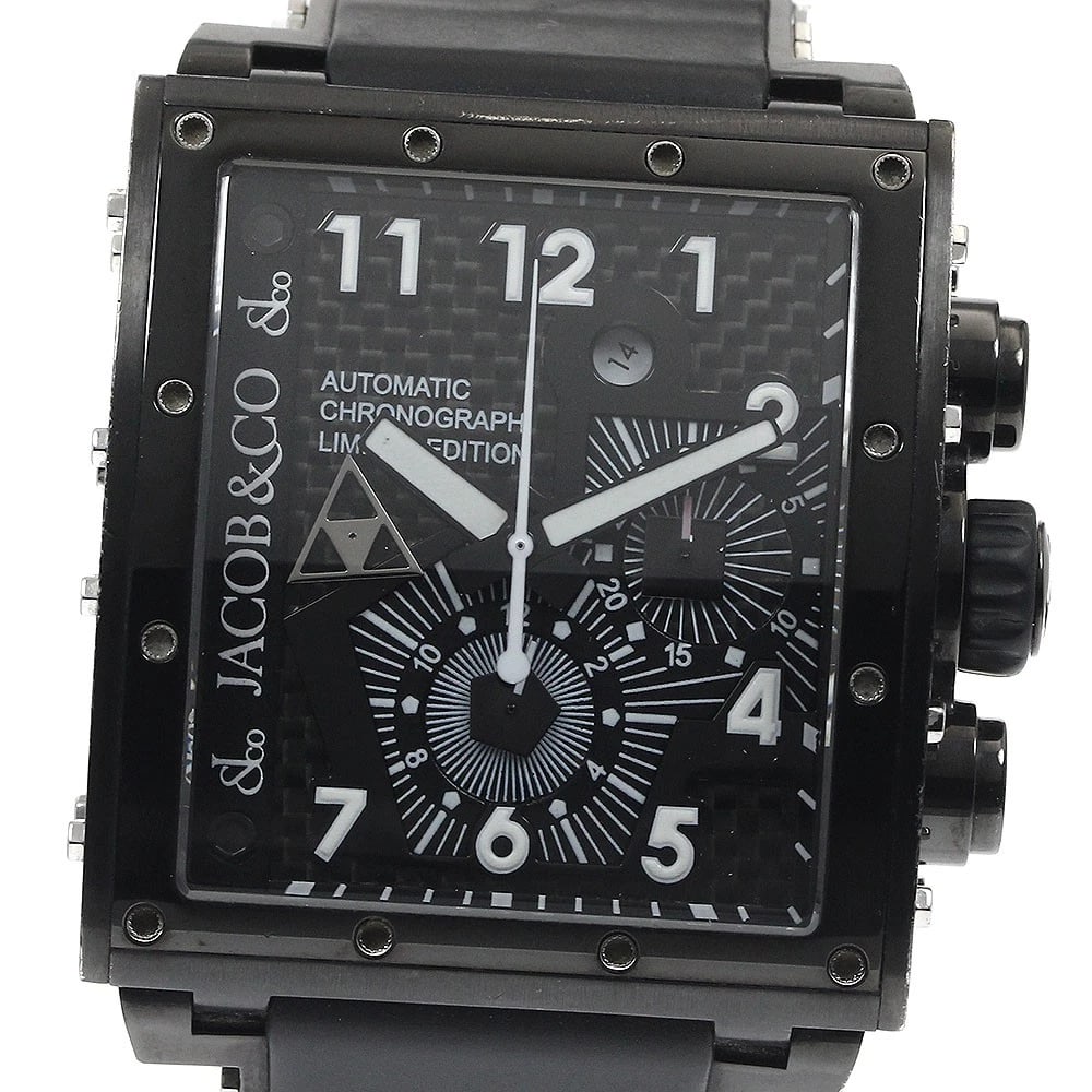 JACOB&CO BLACK AUTOMATIC WATCH: JACOB&CO black Automatic Watch Brand: JACOB&CO Type/Style: Wristwatch Material: Band Material rubber, Case Material Stainless Steel Color: Dial Color black Band Color black Case Color black Size: