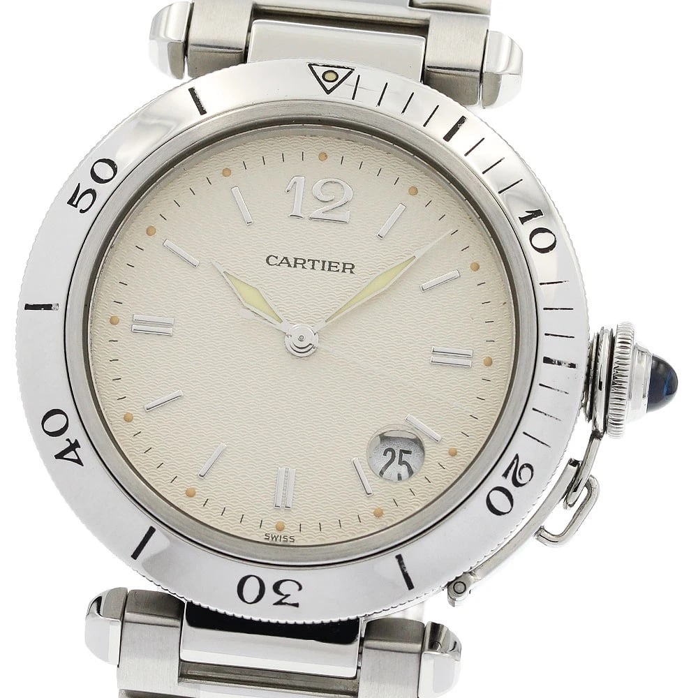 CARTIER PASHA DATE SILVER AUTOMATIC WATCH: CARTIER Pasha Date Silver Automatic Watch Brand: CARTIER Type/Style: Wristwatch Material: Band Material Stainless Steel, Case Material Stainless Steel Color: Case Color Silver Band Color Silver Dial