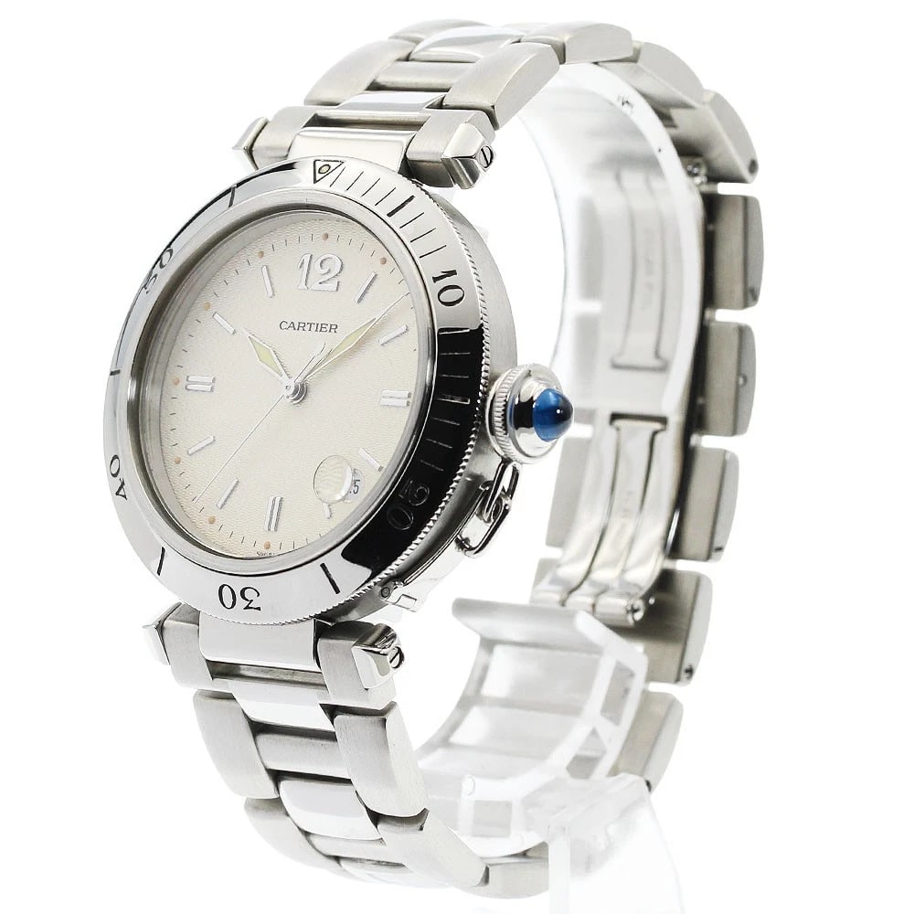 CARTIER PASHA DATE SILVER AUTOMATIC WATCH - 2