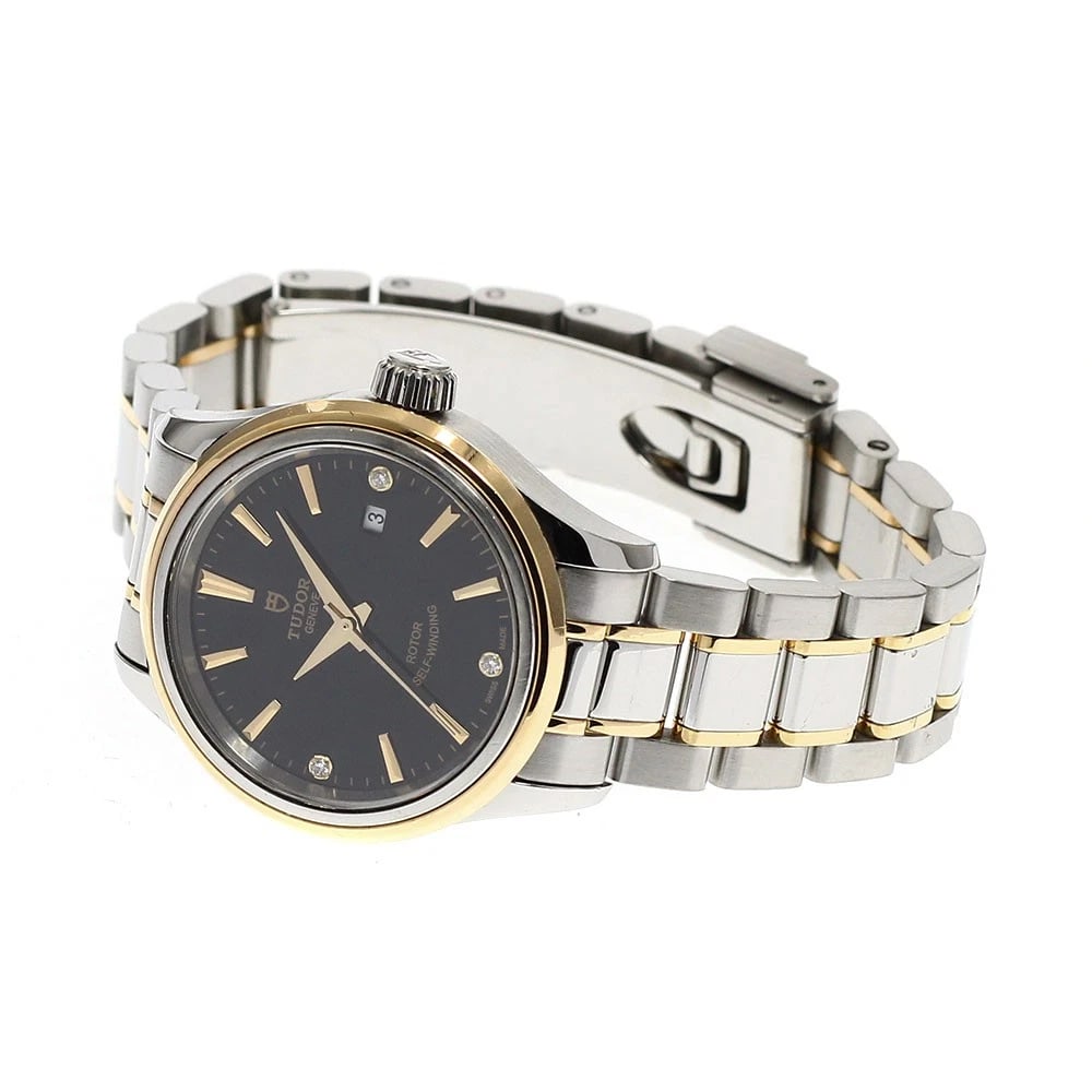 TUDOR DATE DIAMOND BLACK AUTOMATIC WATCH - 2