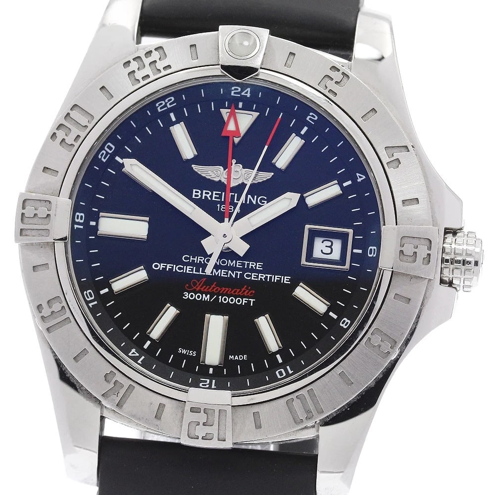 BREITLING AVENGER DATE BLACK AUTOMATIC WATCH: BREITLING Avenger Date black Automatic Watch Brand: BREITLING Type/Style: Wristwatch Material: Band Material rubber, Case Material Stainless Steel Color: Dial Color black Band Color black Case Color