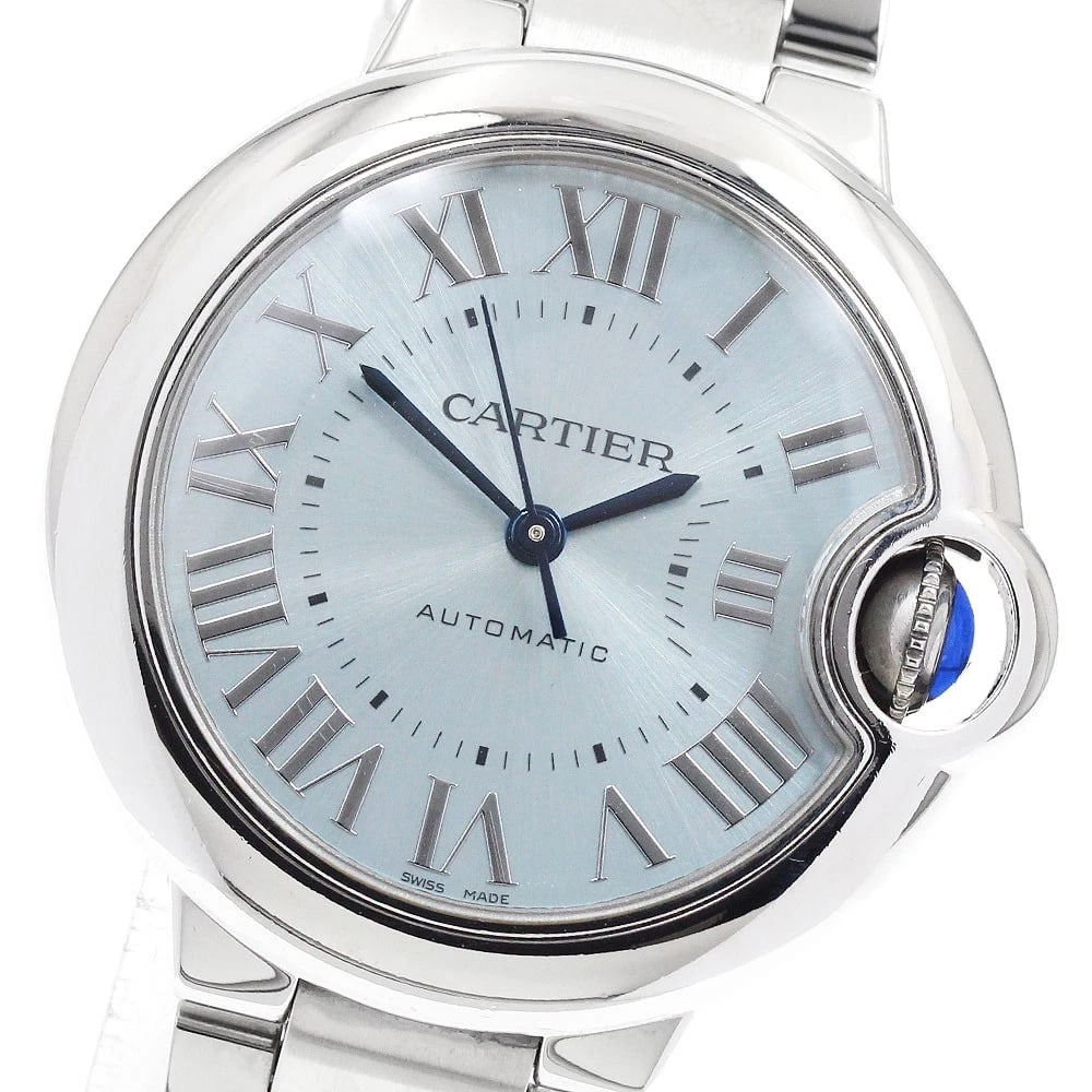 CARTIER BARON BLUE DATE AUTOMATIC WATCH: CARTIER Baron blue Date Automatic Watch Brand: CARTIER Type/Style: Wristwatch Material: Band Material Stainless Steel, Case Material Stainless Steel Color: Case Color Silver Band Color Silver Dial