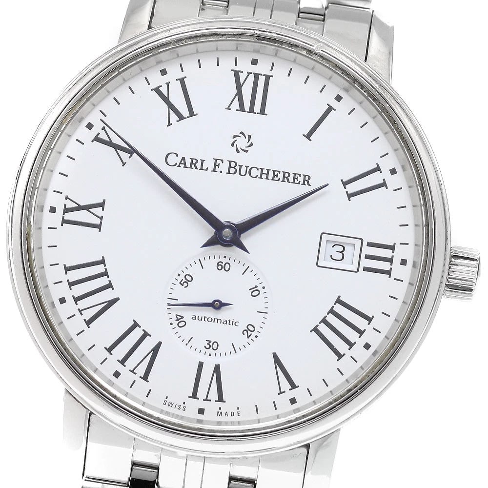 CARL F.BUCHERER AUTOMATIC WATCH: CARL F.BUCHERER Automatic Watch Brand: CARL F.BUCHERER Type/Style: Wristwatch Material: Stainless Steel, Stainless Steel Color: Case Color Silver Band Color Silver Dial Color white Size: Case size