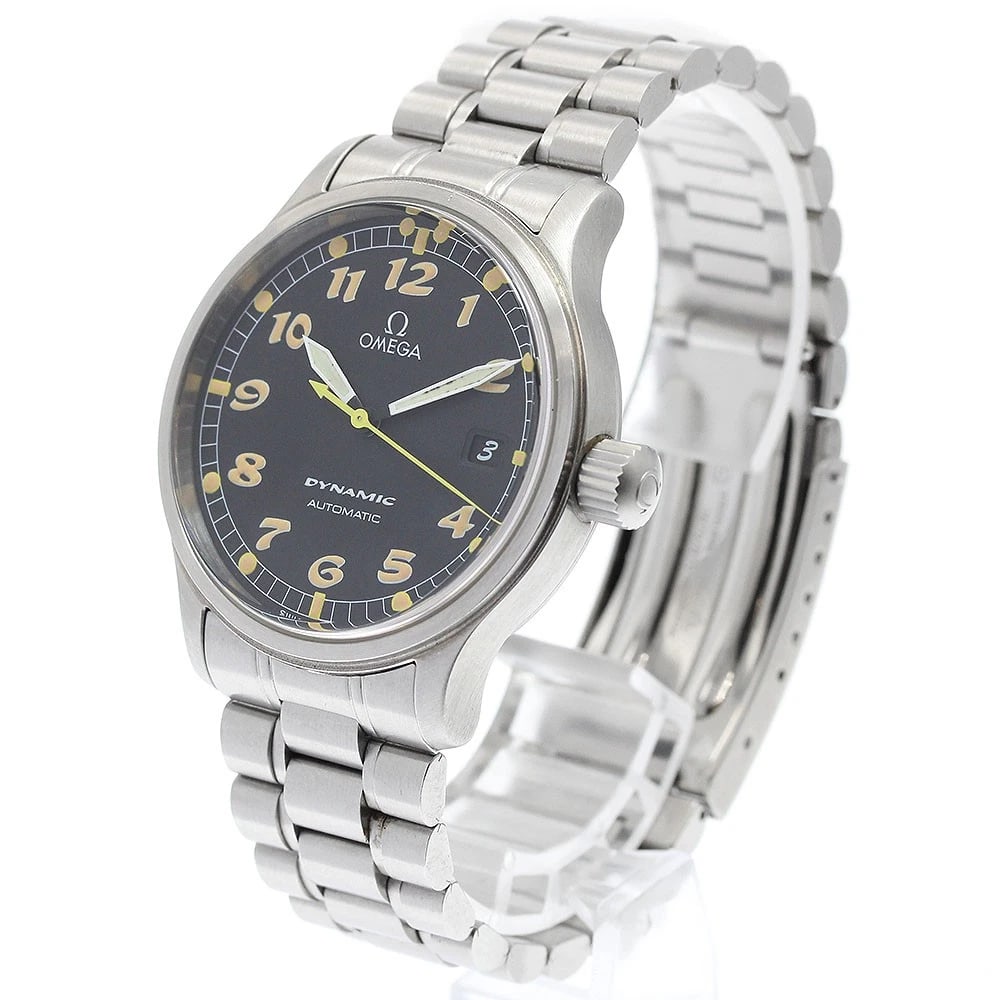 OMEGA DYNAMIC DATE BLACK AUTOMATIC WATCH: OMEGA Dynamic Date Black Automatic Watch Brand: OMEGA Type/Style: Wristwatch Material: Band Material Stainless Steel, Case Material Stainless Steel Color: Case Color Silver Band Color Silver Dial