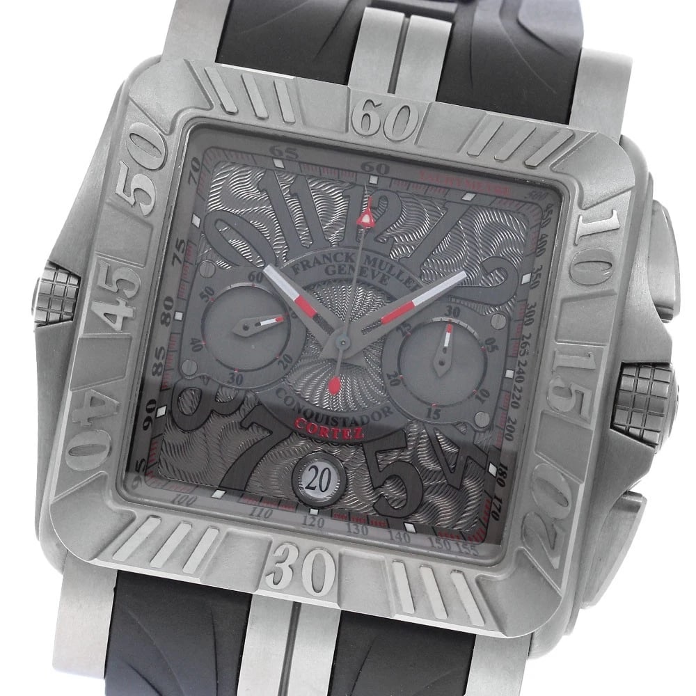 FRANCK MULLER AUTOMATIC WATCH: FRANCK MULLER Automatic Watch Brand: FRANCK MULLER Type/Style: Wristwatch Material: Band Material rubber, Case Material titanium Color: Case Color Silver Band Color black Dial Color gray Size: Case