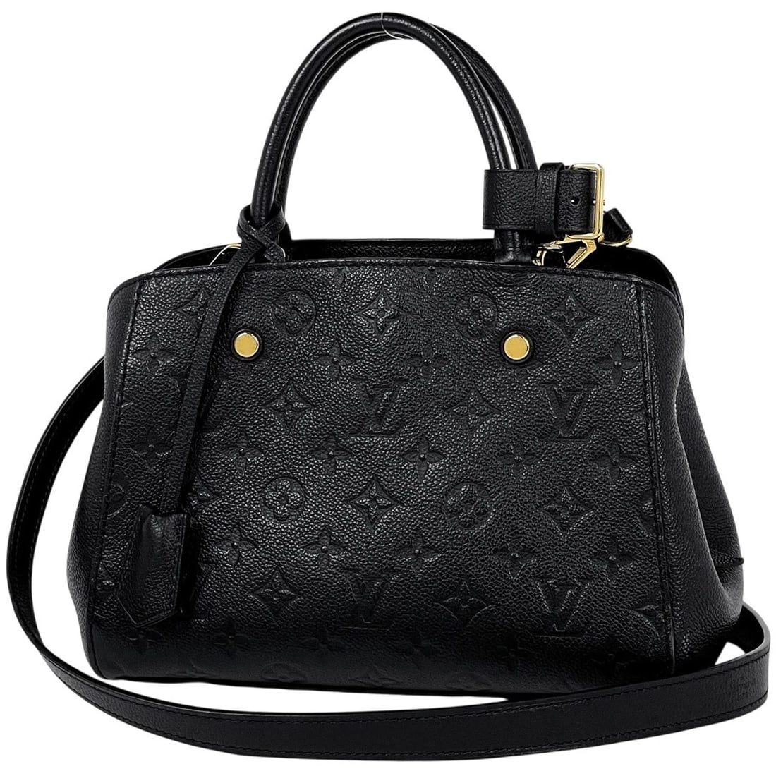 LOUIS VUITTON MONTAIGNE BB HAND BAG 2WAY SHOULDER BAG: Louis Vuitton Montaigne BB Hand Bag 2WAY Shoulder Bag Brand: Louis Vuitton Type/Style: Hand Bag Material: Monogram Ann Platt Color: Noir (Black) Size: Width 25cm(9.8inch) Height 19cm(7.5inch) Depth