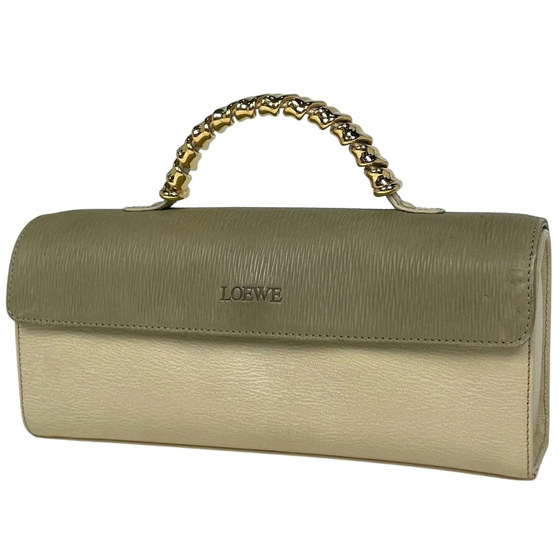 LOEWE HAND BAG HAND BAG: Loewe Hand Bag Hand Bag Brand: LOEWE Type/Style: Hand Bag Material: leather Color: Ivory-color Light Green Size: Width 27cm(10.6inch) Height 12cm(4.7inch) Depth 7cm(2.8inch) Accessories: None
