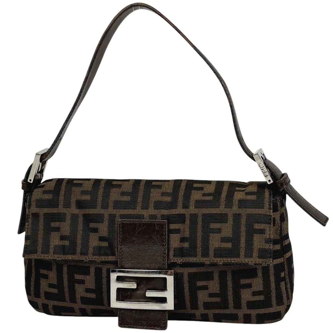 FENDI SHOULDER BAG ZUCCA PATTERN MAMMA BAGUETTE CANVAS: Fendi Shoulder Bag Zucca Pattern Mamma Baguette canvas Brand: FENDI Type/Style: Shoulder Bag Material: canvas ?leather Color: Brown Size: Width 26cm(10.2inch) Height 14cm(5.5inch) Depth 4cm(1.6inch)
