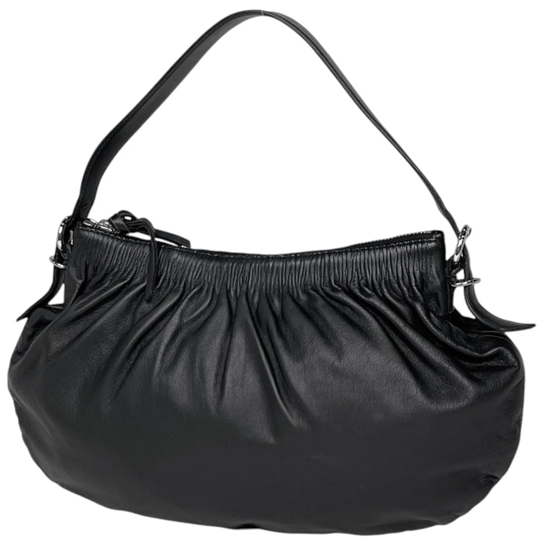 MEW MEW HAND BAG LEATHER: Mew Mew Hand Bag leather Brand: Miu Miu Type/Style: Hand Bag Material: leather Color: Black Size: Width 33cm(Maximum value:13inch) Height 20cm(7.9inch) Depth 2cm(0.8inch Accessories: None Accessories