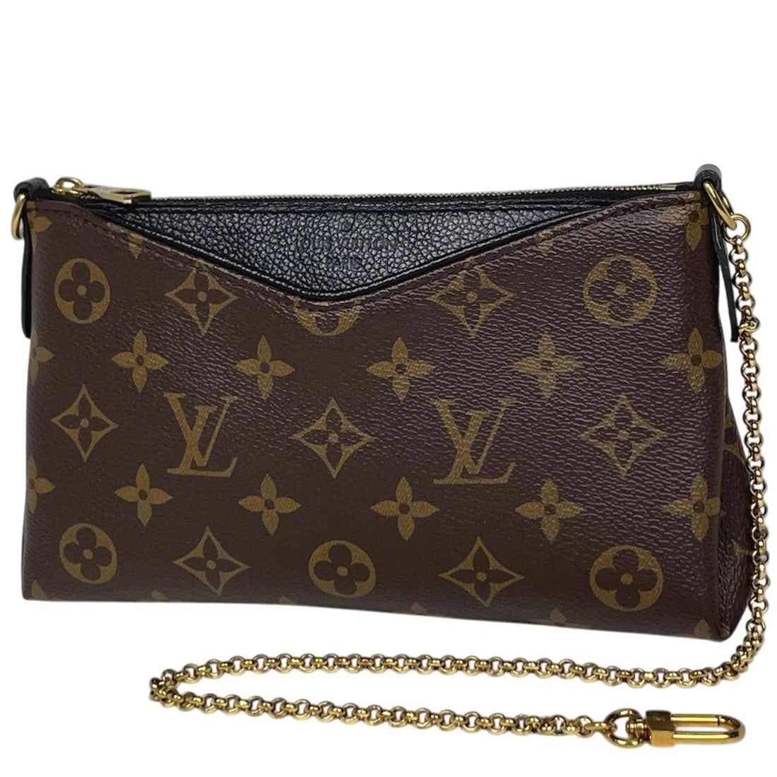 LOUIS VUITTON PALLAS CLUTCH HAND BAG: Louis Vuitton Pallas clutch Hand Bag Brand: Louis Vuitton Type/Style: Hand Bag Material: Monogram Color: Brown Noir (Black) Size: Width 21cm(8.3inch) Height 13cm(5.1inch) Depth 4cm(1.6inch)