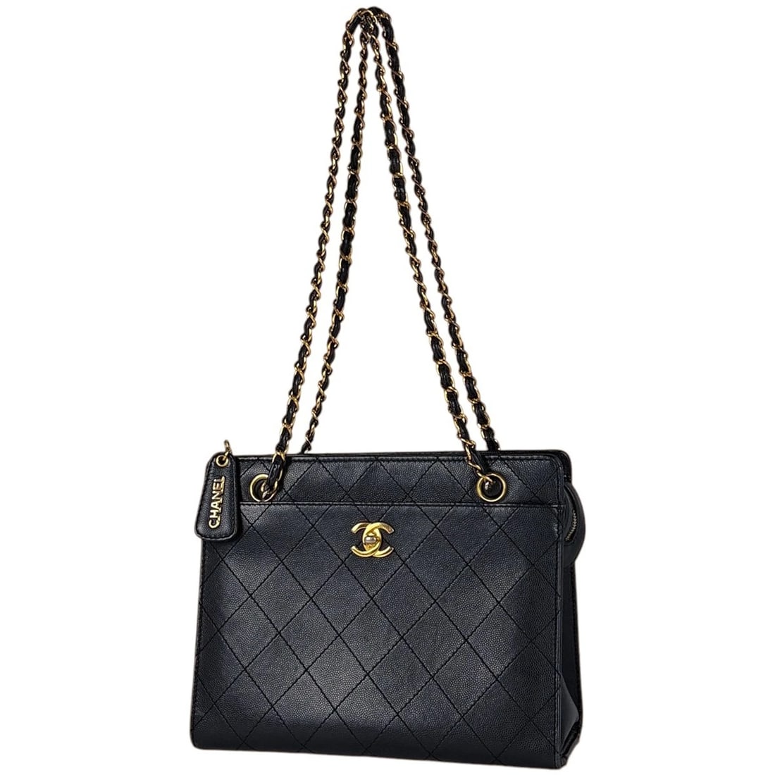 CHANEL SHOULDER BAG MATRASSE LEATHER: Chanel Shoulder Bag Matrasse leather Brand: CHANEL Type/Style: Shoulder Bag Material: leather Color: Black Size: Width 25cm(9.8inch) Height 20cm(7.9inch) Depth 9.5cm(3.7inch) Accessories: None