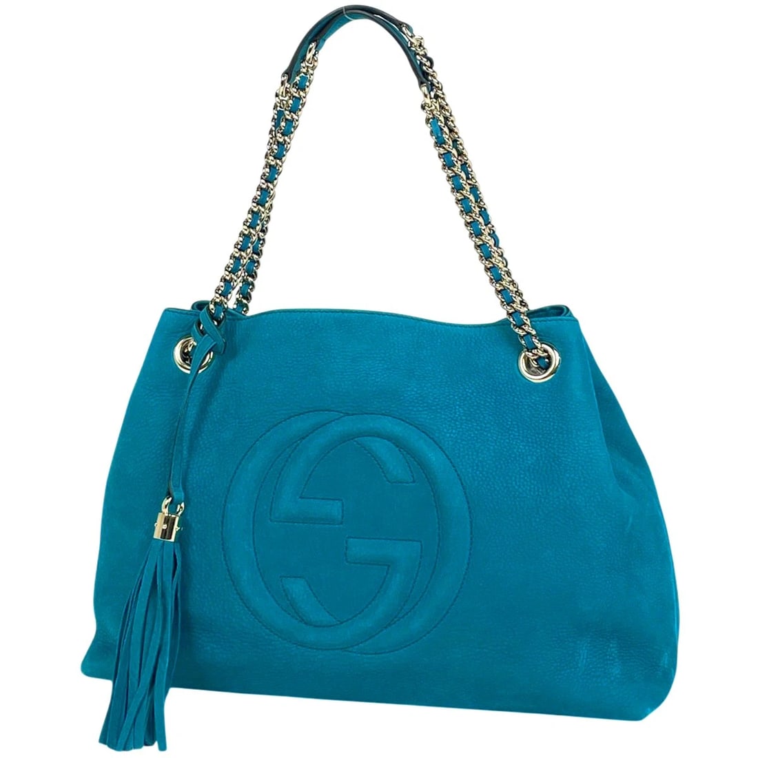 GUCCI SOHO CHAIN SHOULDER BAG: GUCCI Soho Chain Shoulder Bag Brand: GUCCI Type/Style: Shoulder Bag Material: leather Color: Blue Size: Width 38cm(15inch) Height 27cm(10.6inch) Depth 14cm(5.5inch) Accessories: None Acces