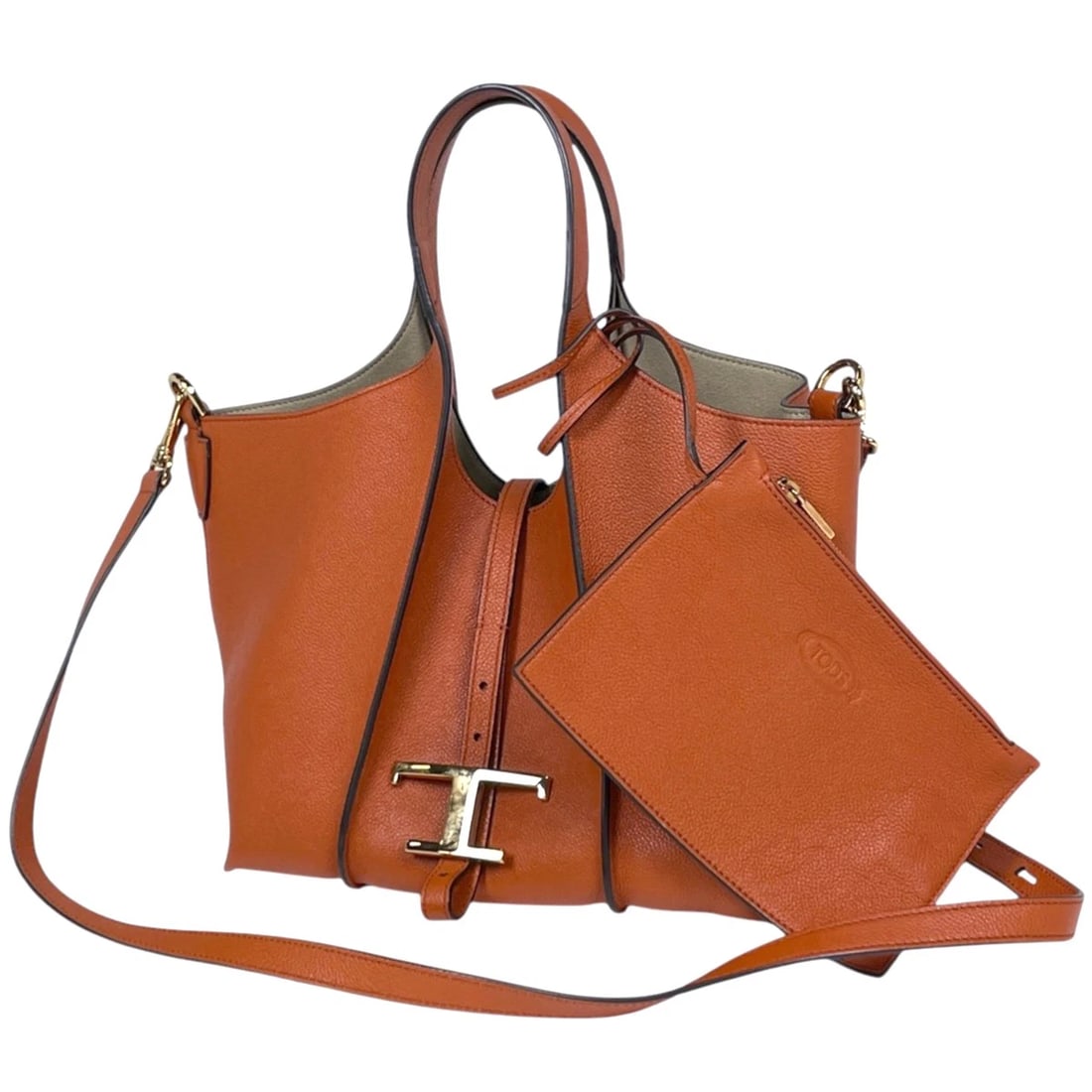 TODS T-TIMELESS SHOPPING BAG TOTE BAG: Tods T-Timeless Shopping Bag Tote Bag Brand: TOD'S Type/Style: Tote Bag Material: leather Color: Orange Size: Width 23cm(9.1inch) Height 17cm(Median:6.7inch) Depth 12cm(4.7inch) Accessories: None