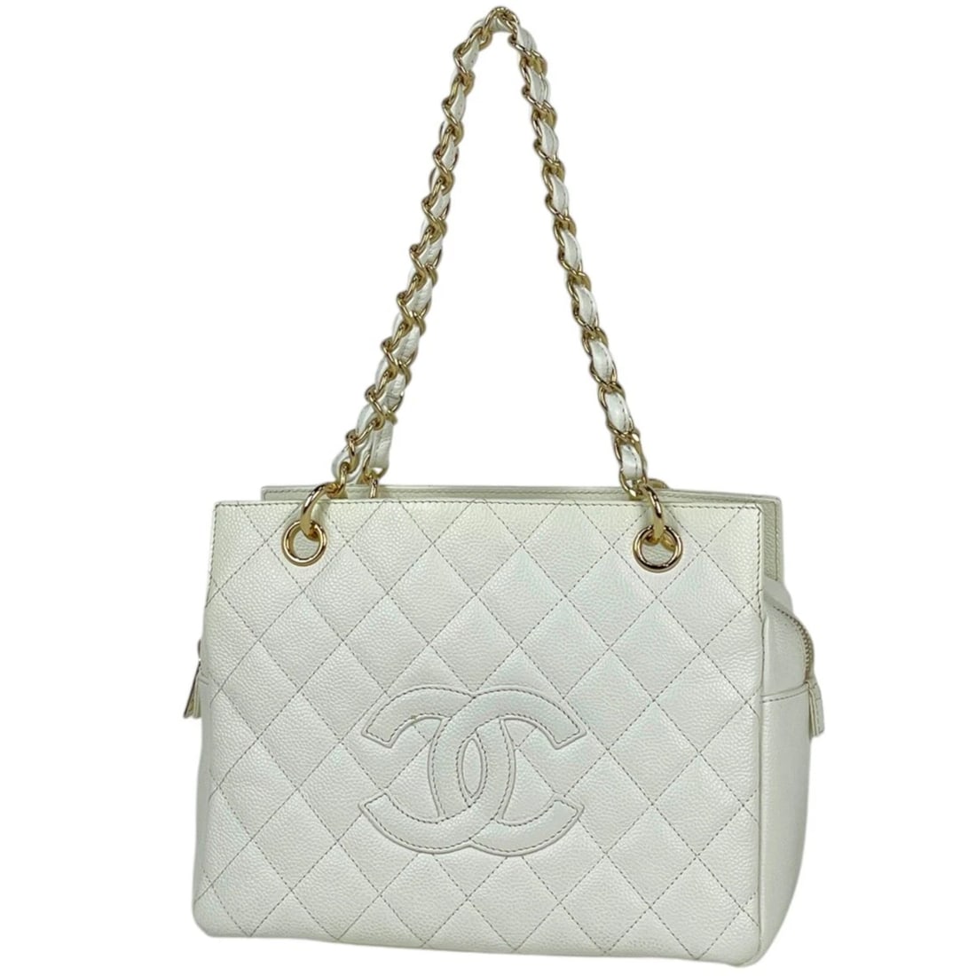 CHANEL SHOULDER BAG MATRASSE CAVIAR SKIN: Chanel Shoulder Bag Matrasse Caviar skin Brand: CHANEL Type/Style: Shoulder Bag Material: Caviar skin Color: White Size: Width 24cm(9.4inch) Height 19cm(Maximum value:7.5inch) Depth 13cm(5.1inch)