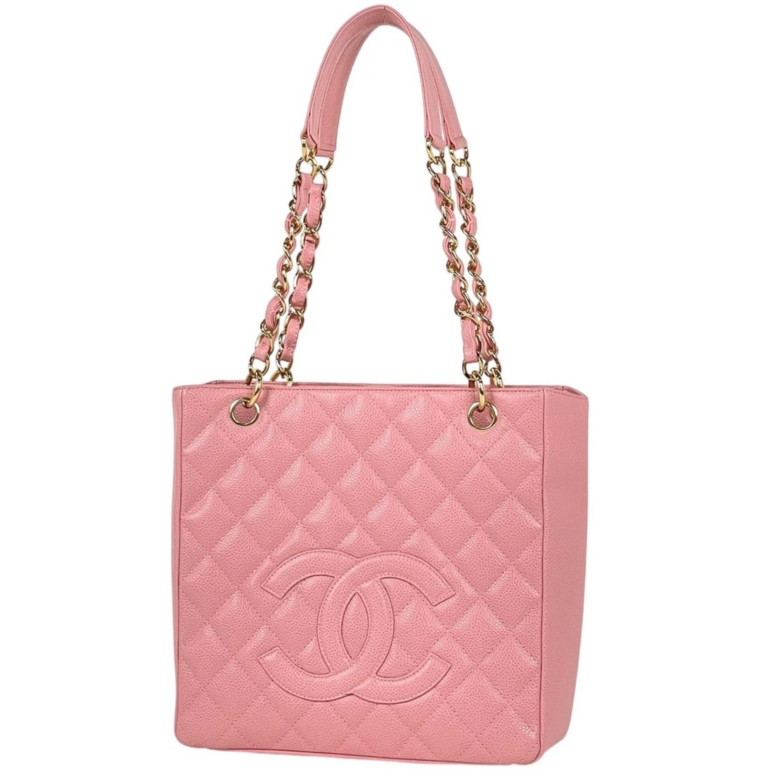 CHANEL CHAIN TOTE BAG TOTE BAG: Chanel Chain Tote Bag Tote Bag Brand: CHANEL Type/Style: Tote Bag Material: Caviar skin Color: Pink Size: Width 24cm(9.4inch) Height 23.5cm(9.3inch) Depth 9cm(3.5inch) Accessories: None Ac