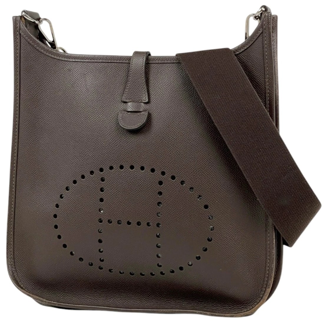 HERMES EVELYN 2 SHOULDER BAG: Hermes Evelyn 2 Shoulder Bag Brand: HERMES Type/Style: Shoulder Bag Material: Veau Epsom Color: chocolate Size: Width 29cm(11.4inch) Height 28cm(Median:11inch) Depth 7cm(2.8inch) Accessories: None