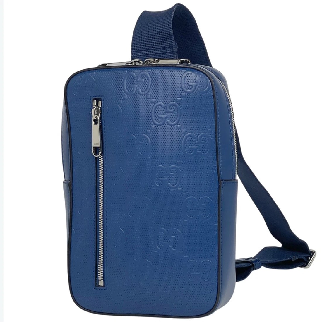 GUCCI GG EMBOSSED BODY BAG BODY BAG LEATHER: GUCCI GG Embossed Body Bag Body Bag leather Brand: GUCCI Type/Style: Body Bag Material: leather Color: Blue Size: Width 15cm(5.9inch) Height 23.5cm(9.3inch) Depth 4.5cm(1.8inch) Accessories: None