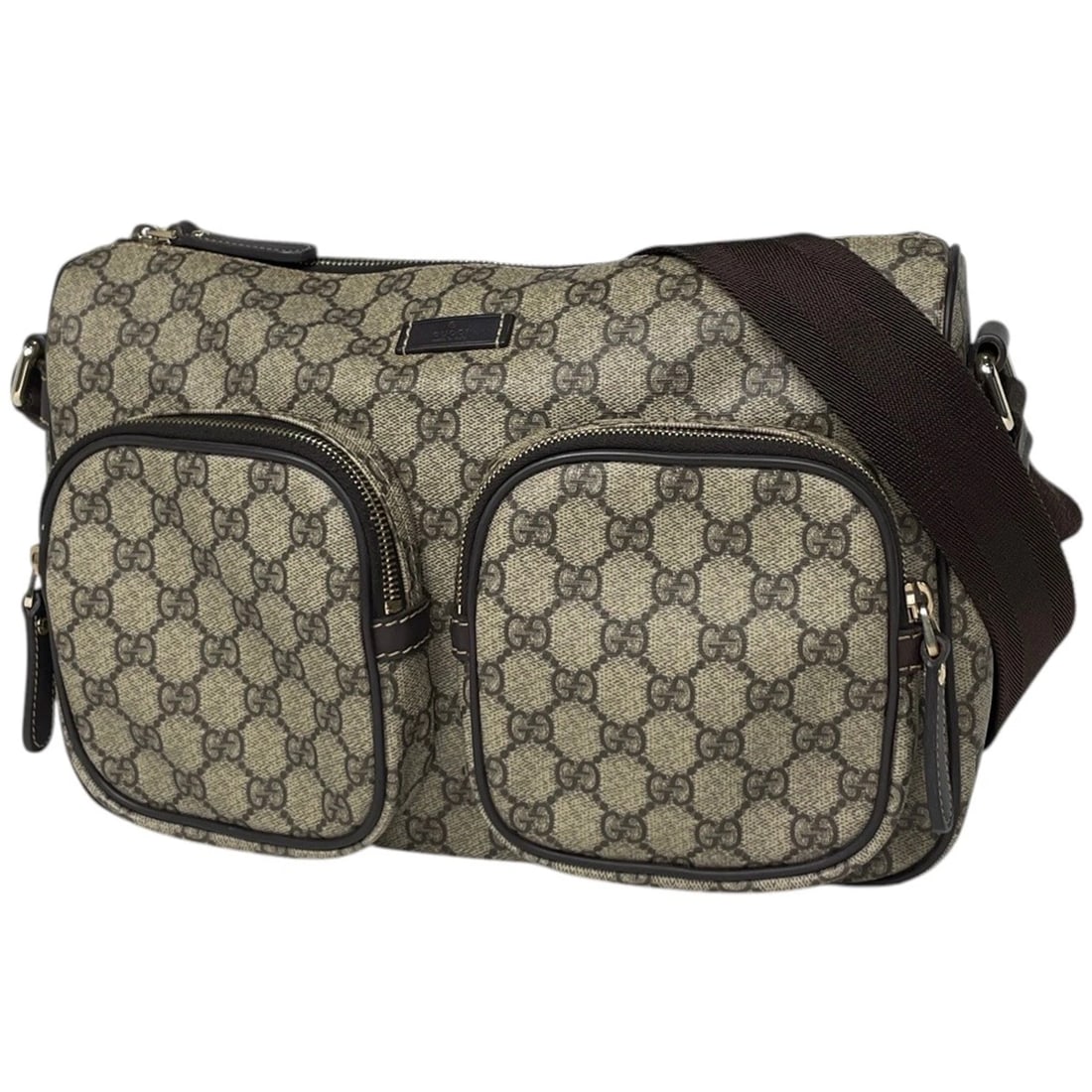 GUCCI SHOULDER BAG GG PATTERN COATED CANVAS BROWN: Gucci Shoulder Bag GG pattern Coated canvas Brown Brand: GUCCI Type/Style: Shoulder Bag Material: Coated canvas ?leather Color: Brown Size: Width 30cm(11.8inch) Height 21cm(8.3inch) Depth 8.5cm(3.3inc