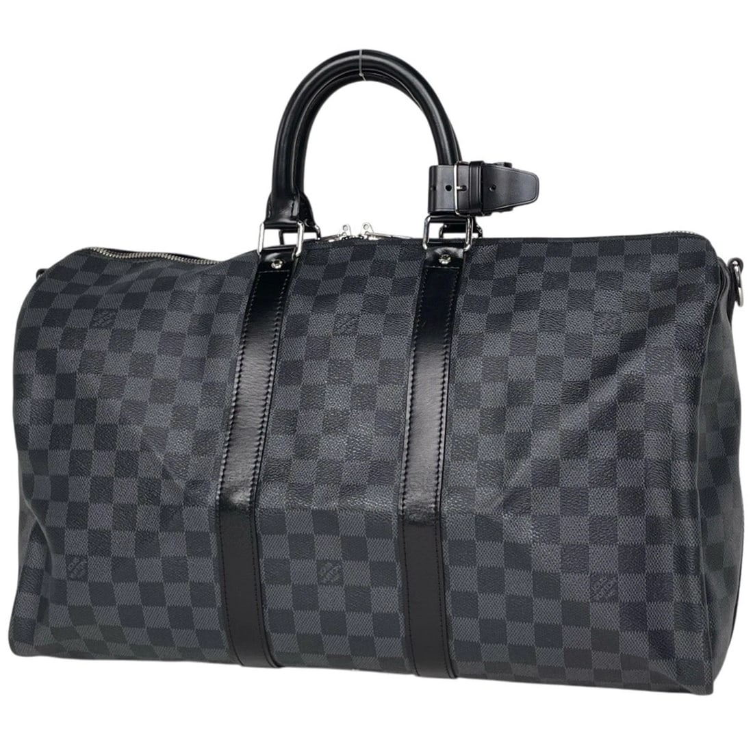 LOUIS VUITTON KEEPALL BANDOULIERE 45 TRAVEL HAND BAG: Louis Vuitton keepall Bandouliere 45 Travel Hand Bag Brand: Louis Vuitton Type/Style: Hand Bag Material: Damier Grafitte Color: Noir (Black) Size: Width 45cm(17.7inch) Height 27cm(10.6inch) Depth