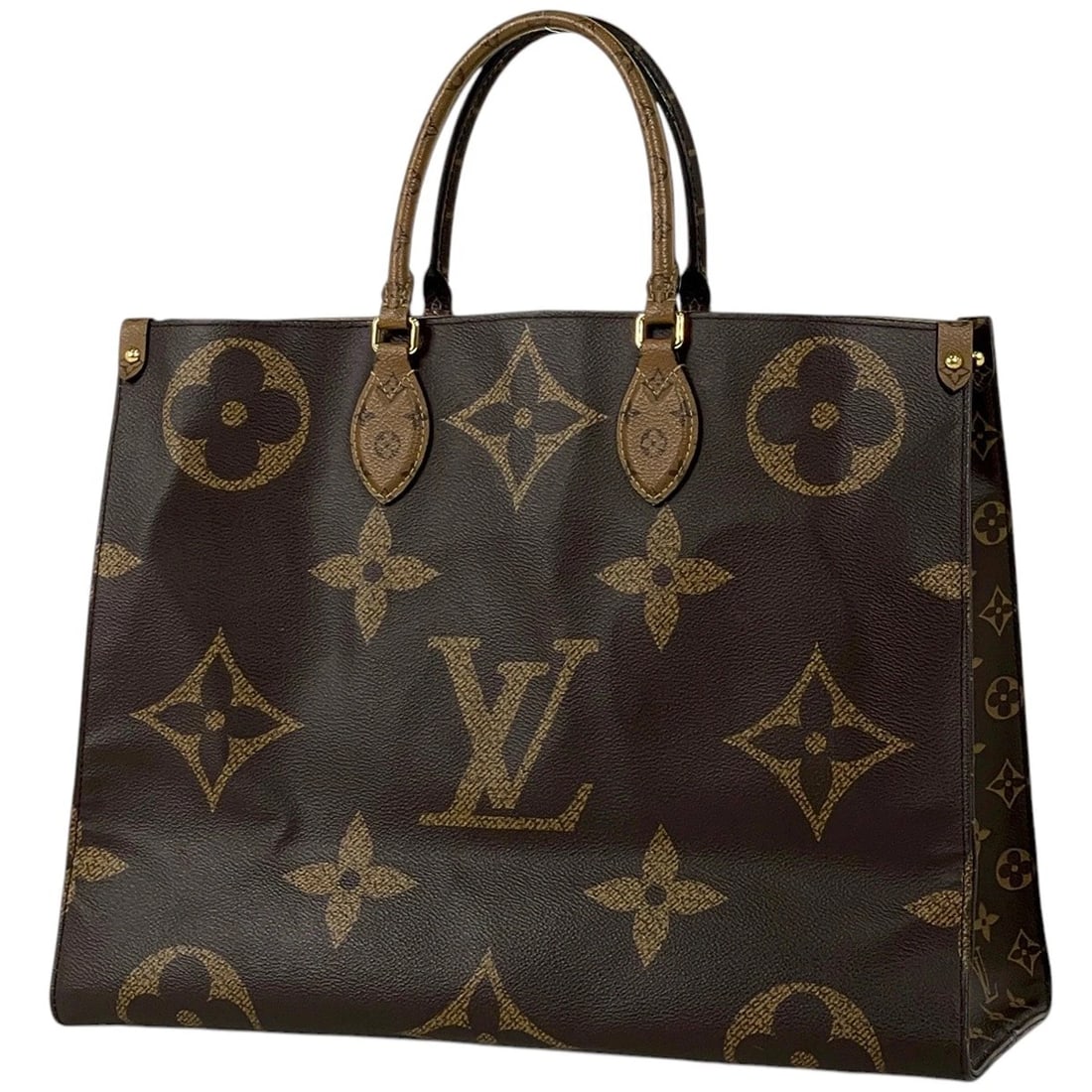 LOUIS VUITTON ON-THE-GO GM TOTE BAG: Louis Vuitton On-the-go GM Tote Bag Brand: Louis Vuitton Type/Style: Tote Bag Material: Monogram reverse Color: Brown Size: Width 41cm(16.1inch) Height 32cm(12.6inch) Depth 16cm(6.3inch) Accessori
