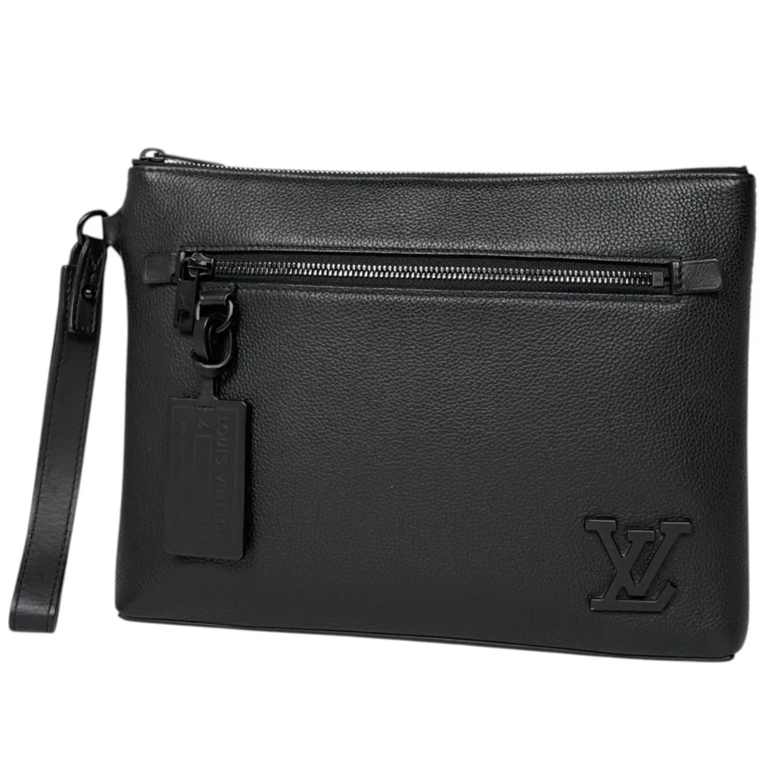 LOUIS VUITTON POCHETTE IPAD CLUTCH BAG SECOND BAG: Louis Vuitton Pochette IPAD Clutch Bag Second bag Brand: Louis Vuitton Type/Style: Clutch Bag Material: leather Color: Noir (Black) Size: Width 28.5cm(11.2inch) Height 21cm(8.3inch) Depth