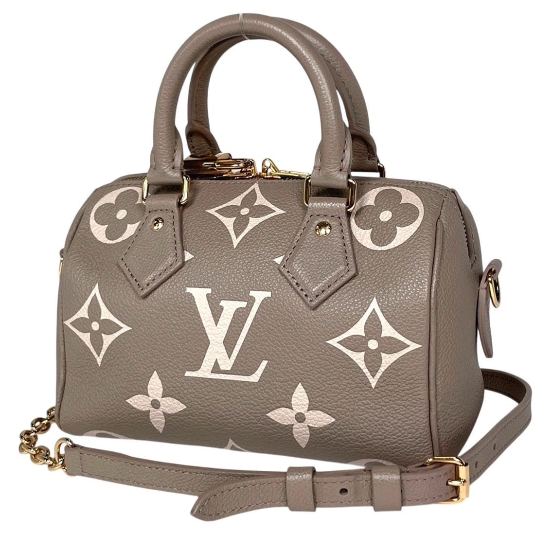 LOUIS VUITTON SPEEDY BANDRIERE 20 HAND BAG 2WAY SHOULDER BAG: Louis Vuitton Speedy bandriere 20 Hand Bag 2WAY Shoulder Bag Brand: Louis Vuitton Type/Style: Hand Bag Material: Monogram Ann Platt Color: Turtrail Claim (Beige) Size: Width 21cm(8.3inch) Height 14cm(