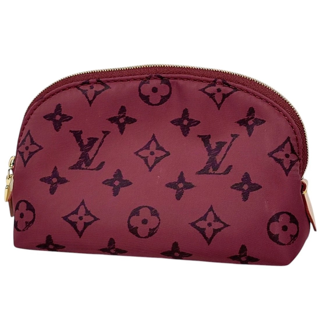 LOUIS VUITTON POCHETTE COSMETIC PM COSMETICS POUCH: Louis Vuitton Pochette Cosmetic PM Cosmetics Pouch Brand: Louis Vuitton Type/Style: Cosmetics Pouch Material: Nylon Color: Red Size: Width 17cm(6.7inch) Height 12cm(Median:4.7inch) Depth 6cm(2.4inch)