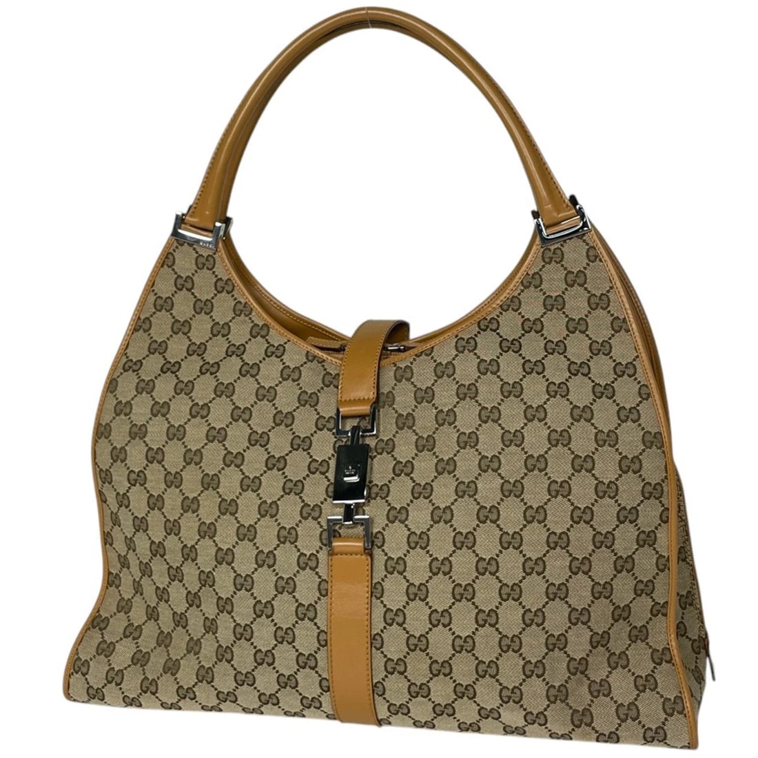 GUCCI SHOULDER BAG JACKIE LINE GG PATTERN GG CANVAS BEIGE: Gucci Shoulder Bag Jackie line GG pattern GG canvas Beige Brand: GUCCI Type/Style: Shoulder Bag Material: GG canvas ?leather Color: Beige Brown Size: Width 46cm(18.1inch) Height 25cm(Median:9.8inch) D