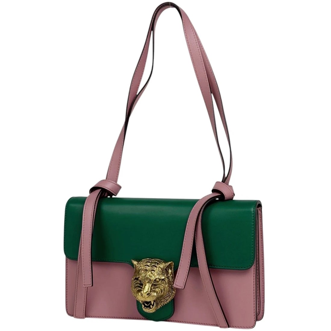 GUCCI ANIMALIER SHOULDER BAG TIGER HEAD SHOULDER BAG: GUCCI Animalier Shoulder Bag Tiger Head Shoulder Bag Brand: GUCCI Type/Style: Shoulder Bag Material: leather Color: Pink Green Size: Width 26.5cm(10.4inch) Height 16cm(6.3inch) Depth 5cm(2inch) Ac
