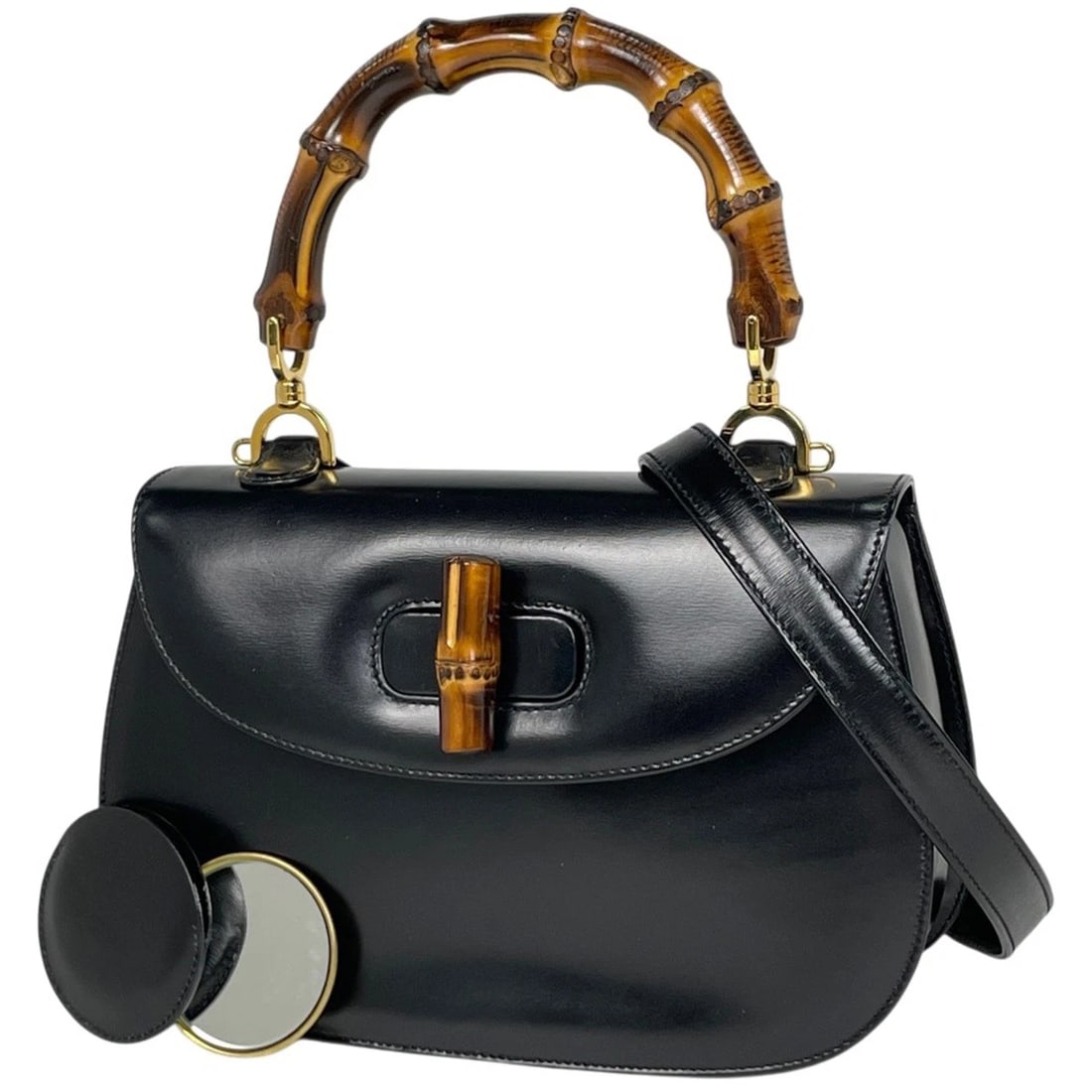 GUCCI BAMBOO HAND BAG HAND BAG: Gucci Bamboo Hand Bag Hand Bag Brand: GUCCI Type/Style: Hand Bag Material: leather Color: Black Size: Width 26cm(10.2inch) Height 17cm(6.7inch) Depth 8cm(3.1inch) Accessories: None Accesso