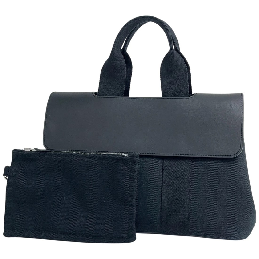 HERMES VALPARAISO PM HANDBAG TOTE HAND BAG: HERMES Valparaiso PM Handbag tote Hand Bag Brand: HERMES Type/Style: Hand Bag Material: Towal chevron ?leather Color: Black Size: Width 30cm(11.8inch) Height 20cm(7.9inch) Depth 13cm(5.1inch) Acce