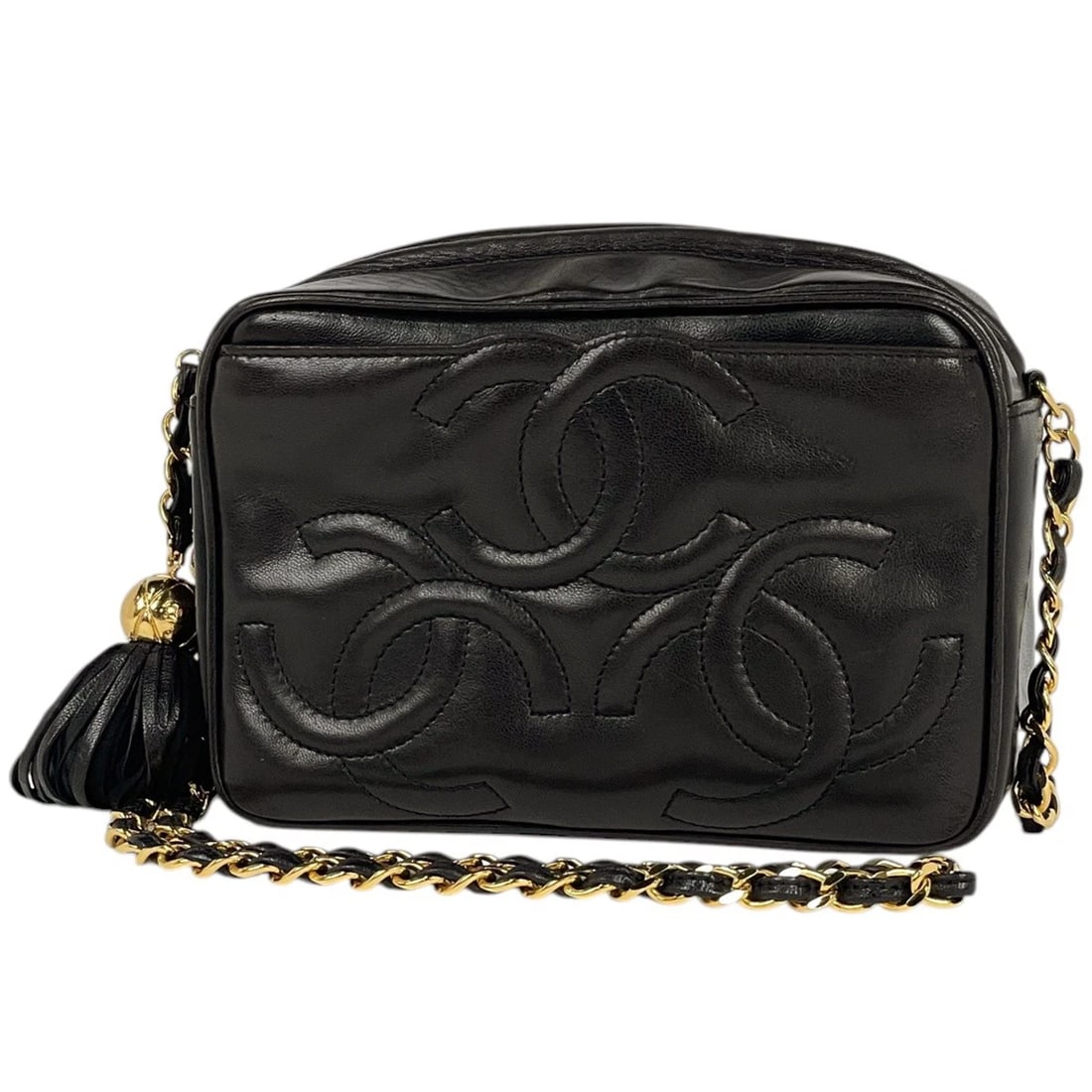 CHANEL SHOULDER BAG: Chanel Shoulder Bag Brand: CHANEL Type/Style: Shoulder Bag Material: leather Color: Black Size: Width 18.5cm(7.3inch) Height 12.5cm(4.9inch) Depth 7cm(2.8inch) Accessories: None Accessories Notice:
