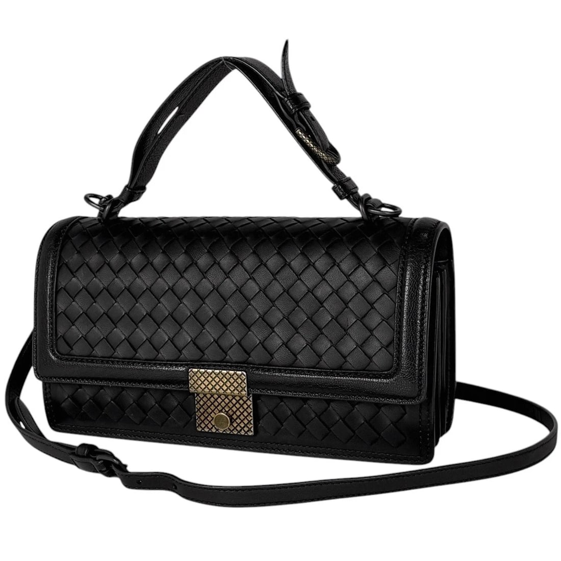 BOTTEGA VENETA INTRECCIATO HAND BAG: BOTTEGA VENETA Intrecciato Hand Bag Brand: BOTTEGAVENETA Type/Style: Hand Bag Material: leather Color: Black Size: Width 25cm(9.8inch) Height 14cm(5.5inch) Depth 6cm(2.4inch) Accessories: None