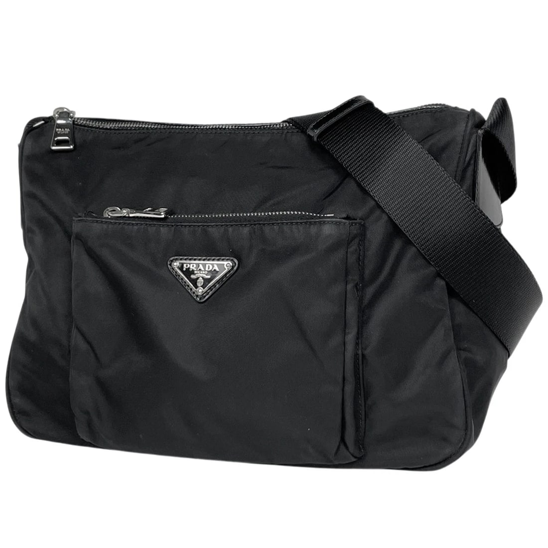 PRADA WITH LOGO SHOULDER BAG SHOULDER BAG: PRADA with logo Shoulder Bag Shoulder Bag Brand: PRADA Type/Style: Shoulder Bag Material: Nylon Color: Nero (Black) Size: Width 30cm(11.8inch) Height 22.5cm(8.9inch) Depth 12cm(4.7inch) Accessories:
