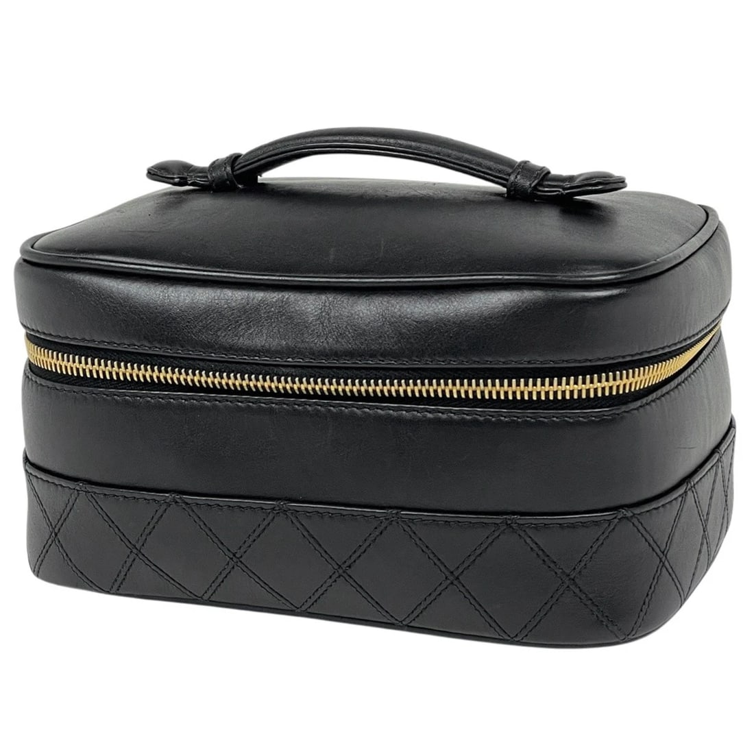 CHANEL VANITY BAG BICOLOLE COSMETICS POUCH: CHANEL Vanity bag Bicolole Cosmetics Pouch Brand: CHANEL Type/Style: Cosmetics Pouch Material: leather Color: black Size: Width 19.5cm(7.7inch) Height 10.5cm(4.1inch) Depth 13cm(5.1inch) Accessori