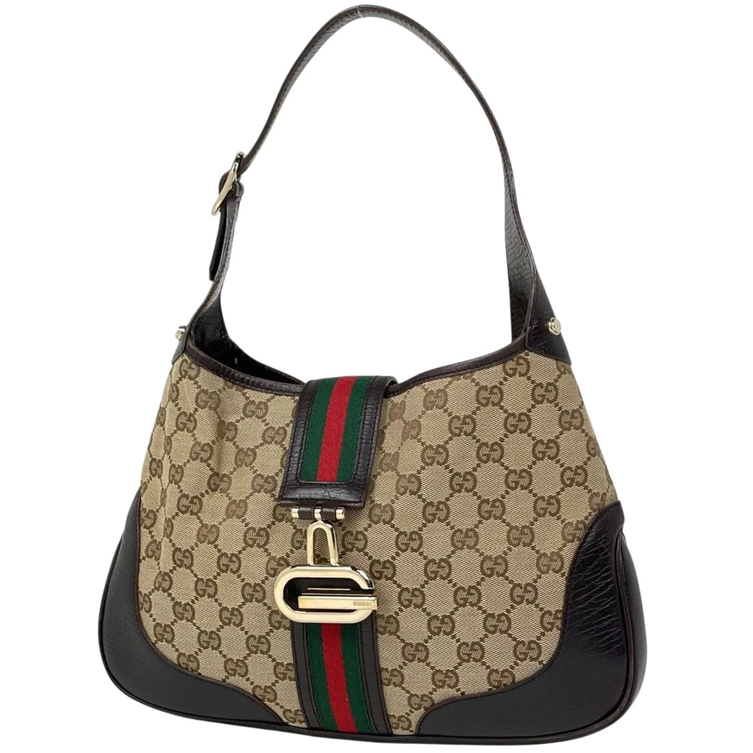 GUCCI GG PATTERN SHOULDER BAG: Gucci GG pattern Shoulder Bag Brand: GUCCI Type/Style: Shoulder Bag Material: GG canvas ?leather Color: Brown Size: Width 32cm(12.6inch) Height 22cm(8.7inch) Depth 4cm(1.6inch) Accessories: None
