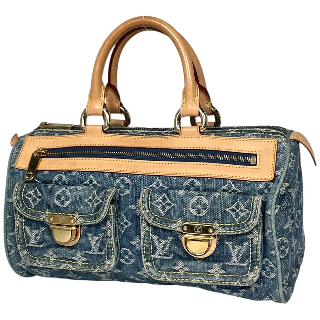 LOUIS VUITTON NEO SPEEDY HAND BAG: Louis Vuitton Neo Speedy Hand Bag Brand: Louis Vuitton Type/Style: Hand Bag Material: Monogram denim Color: Blue Size: Width 31cm(12.2inch) Height 16cm(6.3inch) Depth 16cm(6.3inch) Accessories: No