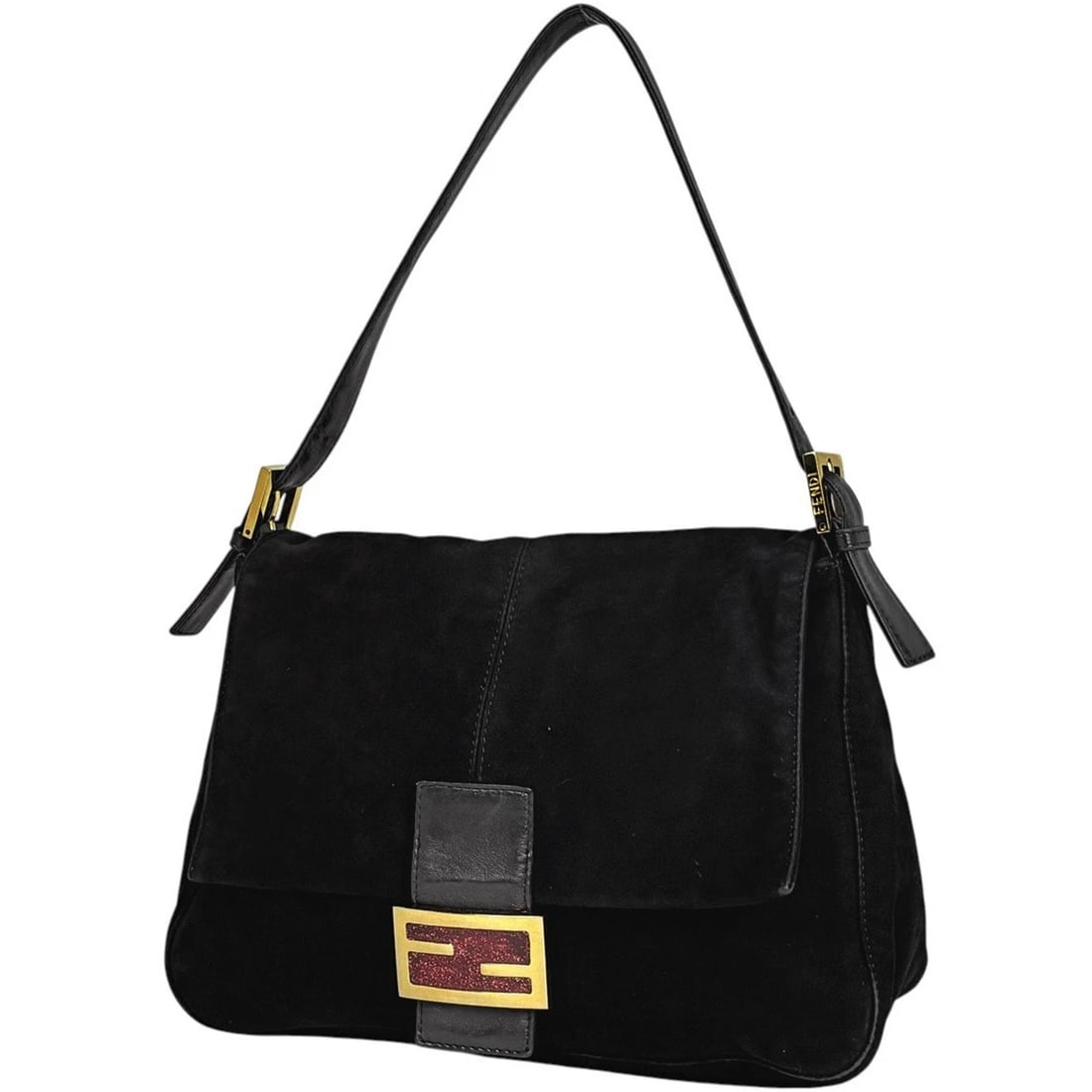 FENDI SHOULDER BAG ZUCCA LOGO MAMMA BAGUETTE: Fendi Shoulder Bag Zucca logo Mamma Baguette Brand: FENDI Type/Style: Shoulder Bag Material: suede ?leather Color: Black Size: Width 28cm(11inch) Height 19cm(7.5inch) Depth 12cm(4.7inch) Accessori