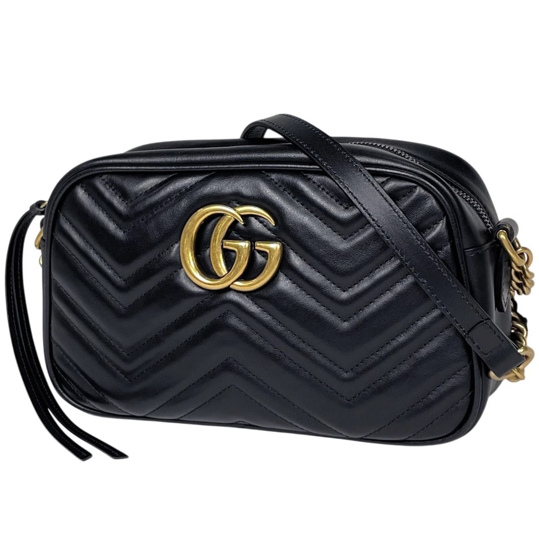 GUCCI GG MARMONT CHAIN SHOULDER BAG: Gucci GG Marmont Chain Shoulder Bag Brand: GUCCI Type/Style: Shoulder Bag Material: leather Color: black Size: Width 23cm(9.1inch) Height 13.5cm(5.3inch) Depth 7cm(2.8inch) Accessories: None <