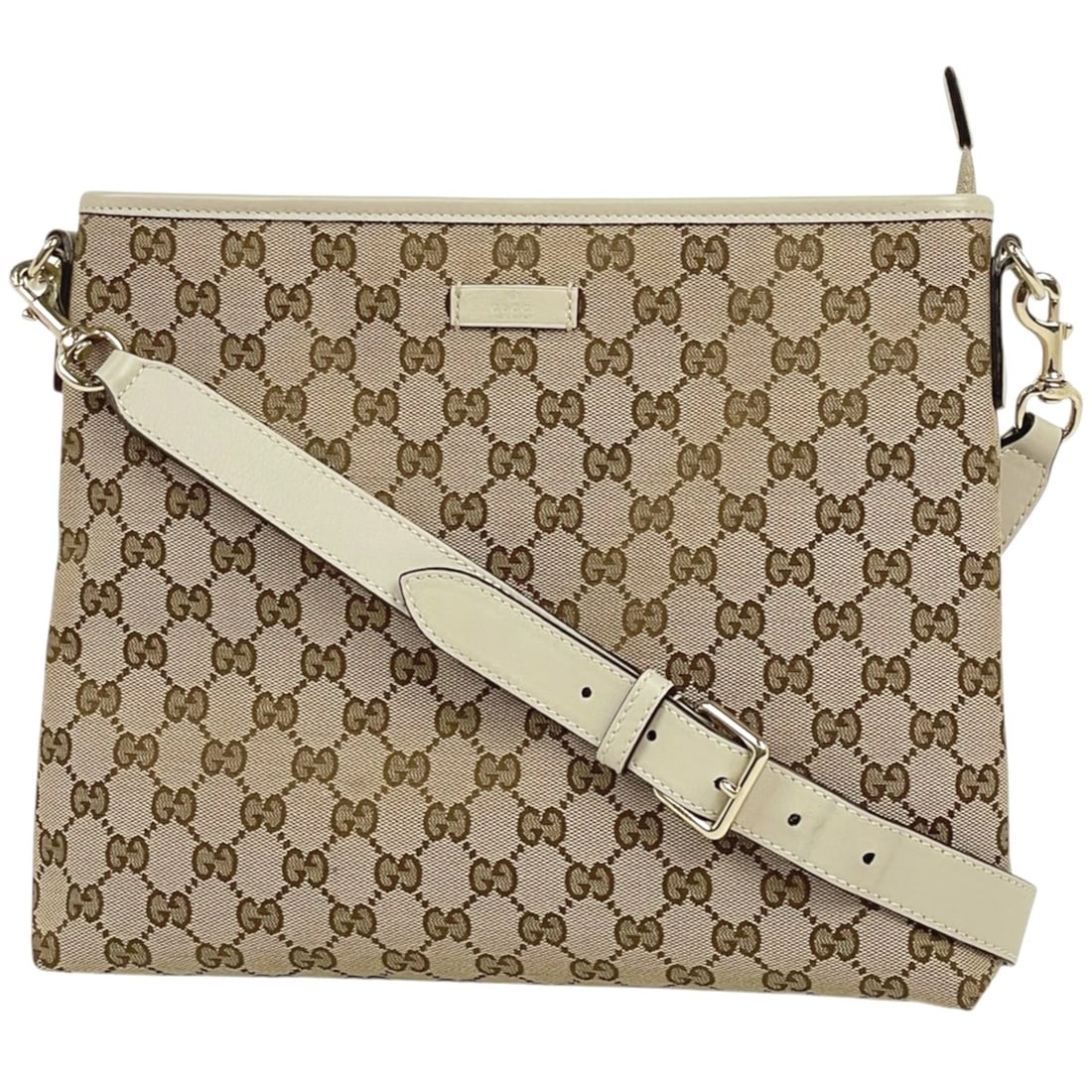GUCCI SHOULDER BAG GG PATTERN GG CANVAS BEIGE: Gucci Shoulder Bag GG pattern GG canvas Beige Brand: GUCCI Type/Style: Shoulder Bag Material: GG canvas ?leather Color: Beige Ivory-color Size: Width 29cm(11.4inch) Height 25cm(9.8inch) Depth 5cm(2inc