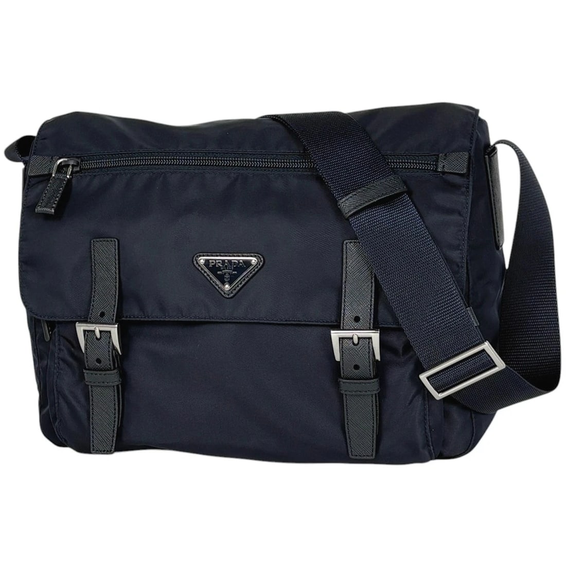 PRADA SHOULDER BAG: PRADA Shoulder Bag Brand: PRADA Type/Style: Shoulder Bag Material: Test nylon ?leather Color: Blue Size: Width 28.5cm(11.2inch) Height 22cm(8.7inch) Depth 11cm(4.3inch) Accessories: None A